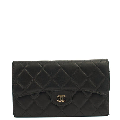 Chanel Purse Classic Long Flap Wallet in Black, Lambskin Leather — Alternate View 11