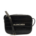 Balenciaga Cross Body Everyday Camera Bag - XS in Black, Exotic Effect Leather — Front View