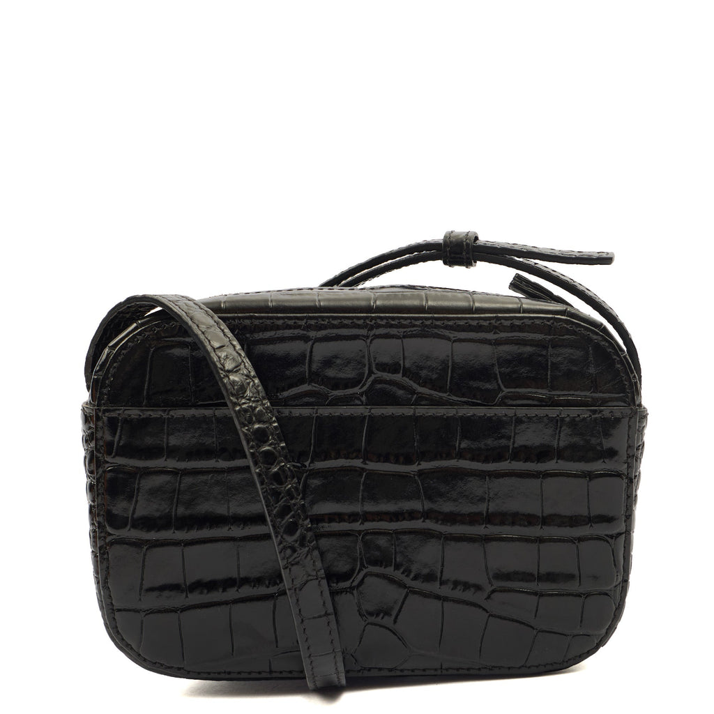 Balenciaga Cross Body Everyday Camera Bag - XS in Black, Exotic Effect Leather — Back View