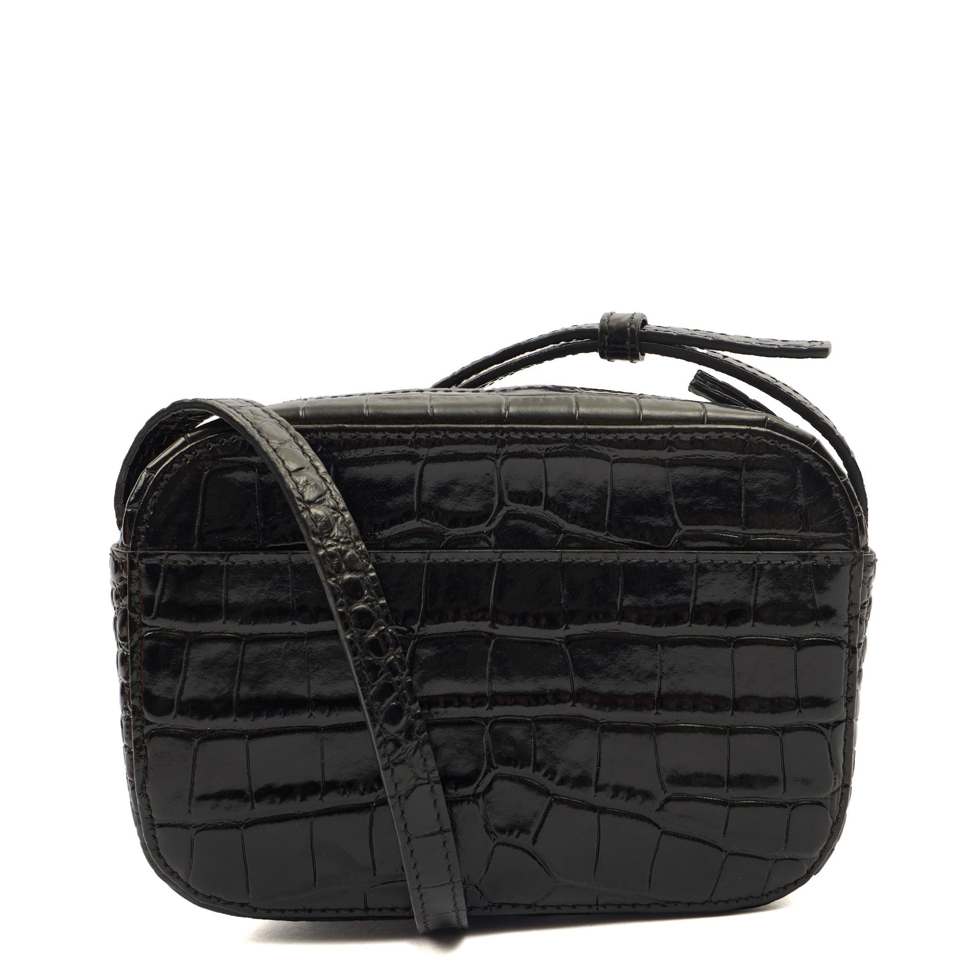 Balenciaga Cross Body Everyday Camera Bag - XS in Black, Exotic Effect Leather — Back View