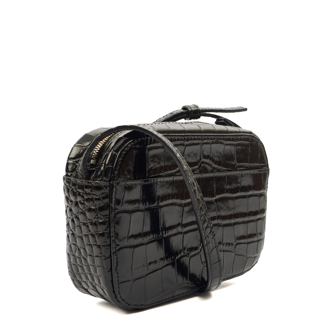 Balenciaga Cross Body Everyday Camera Bag - XS in Black, Exotic Effect Leather — Side View