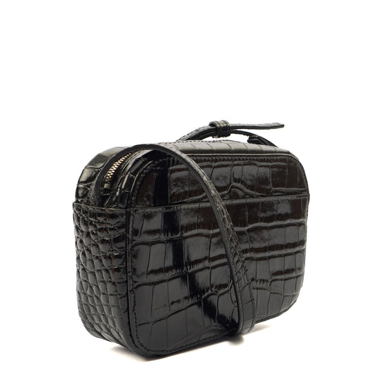 Balenciaga Cross Body Everyday Camera Bag - XS in Black, Exotic Effect Leather — Side View