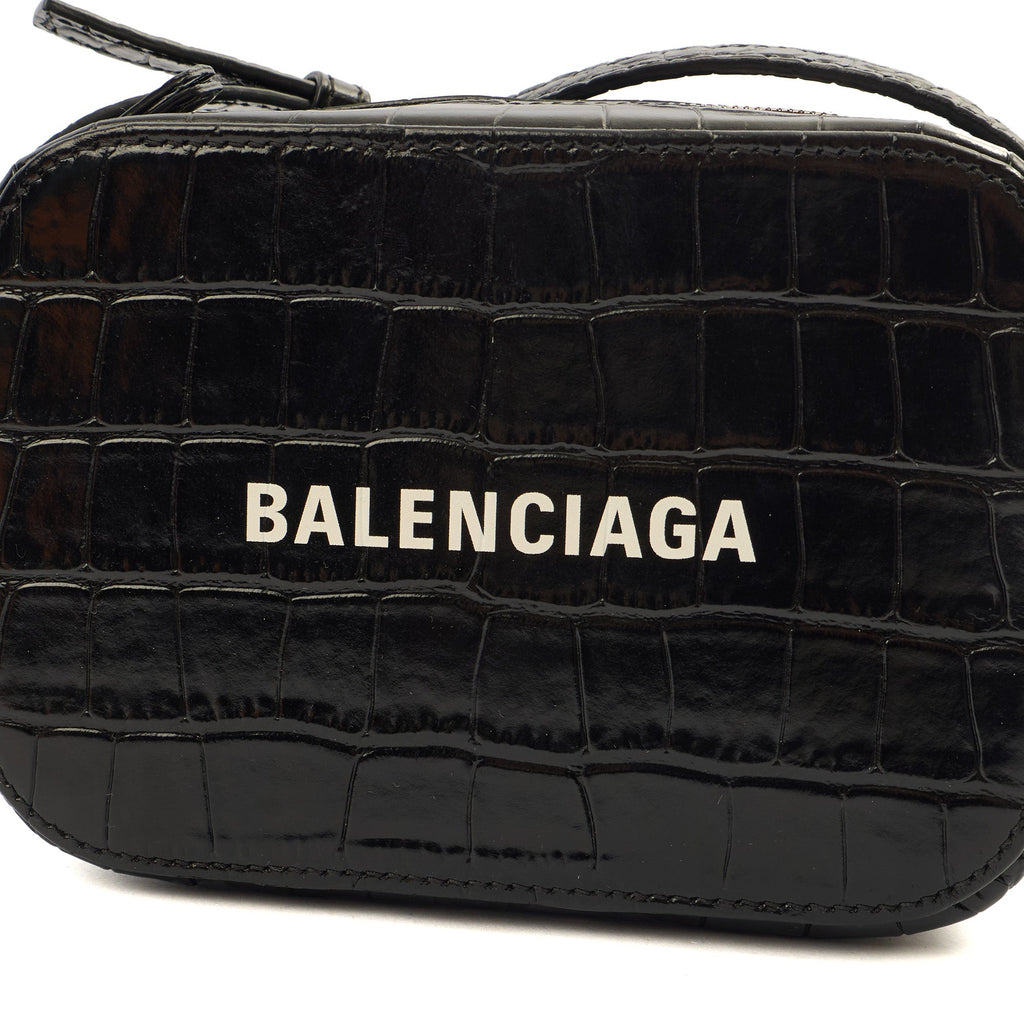 Balenciaga Cross Body Everyday Camera Bag - XS in Black, Exotic Effect Leather — Lifestyle View