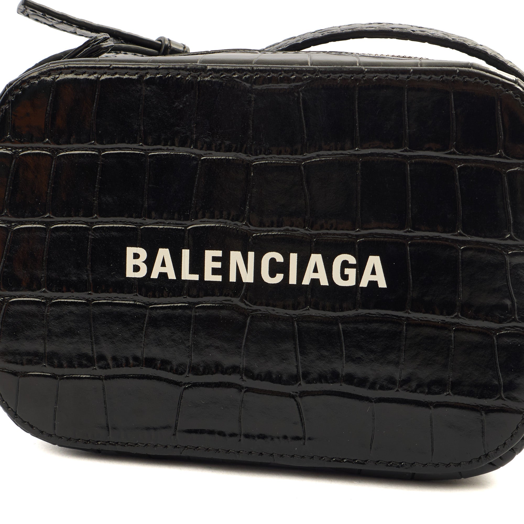 Balenciaga Cross Body Everyday Camera Bag - XS in Black, Exotic Effect Leather — Alternate View 12