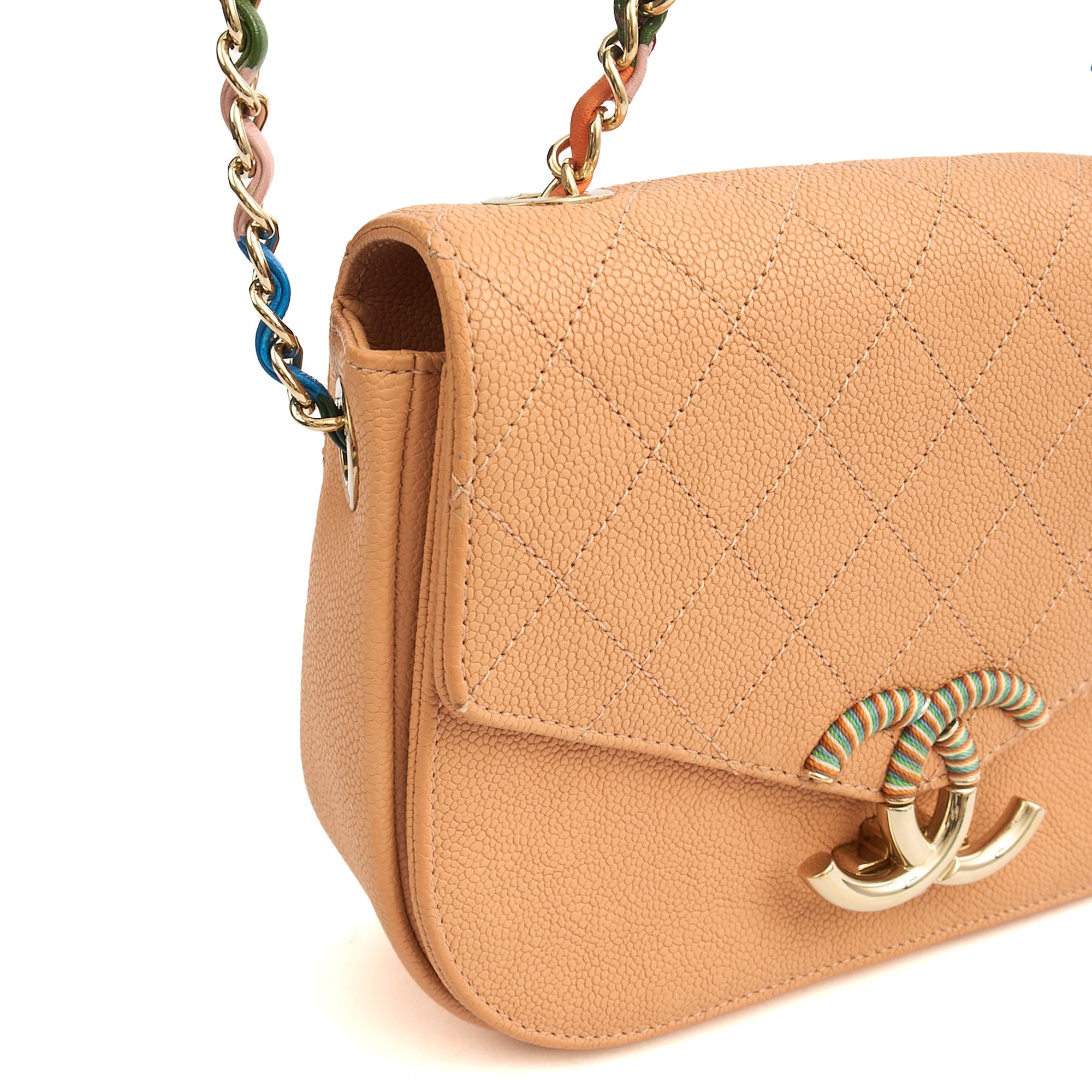Chanel Cross Body Cuba CC Bag in Orange, Caviar Leather — Alternate View 7