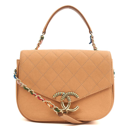 Chanel Cross Body Cuba CC Bag in Orange, Caviar Leather — Front View