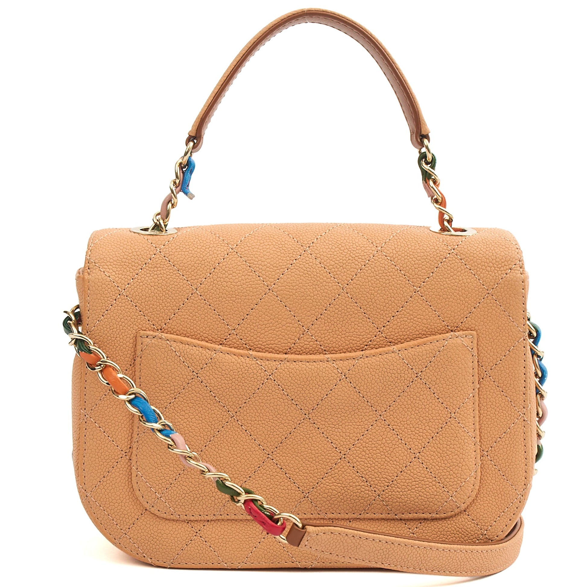 Chanel Cross Body Cuba CC Bag in Orange, Caviar Leather — Back View