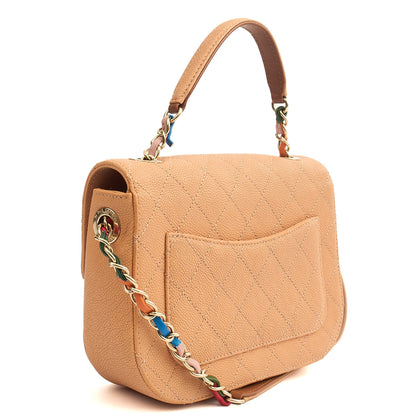 Chanel Cross Body Cuba CC Bag in Orange, Caviar Leather — Side View