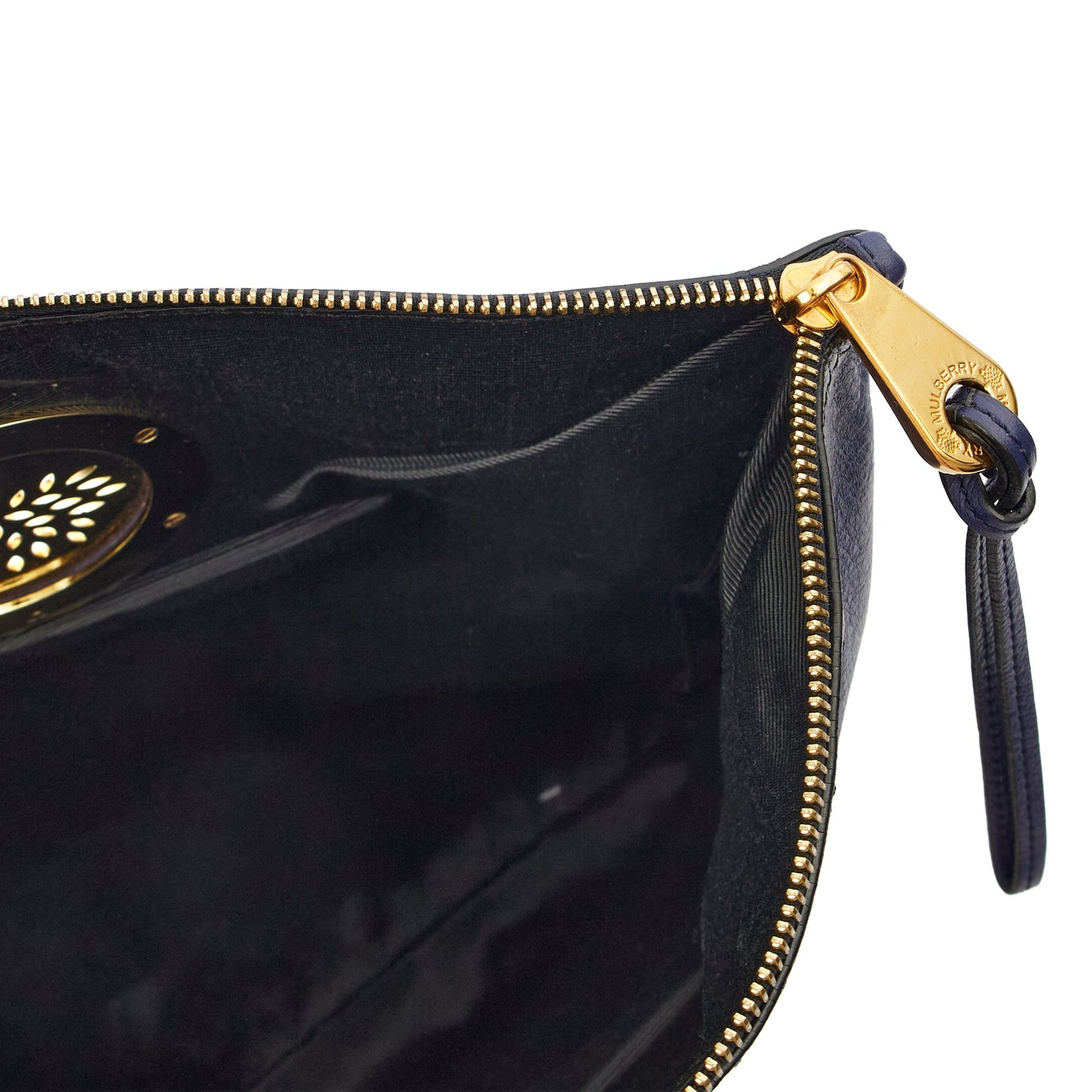 Mulberry Clutch Daria Pouch in Blue, Calfskin Leather — Detail View