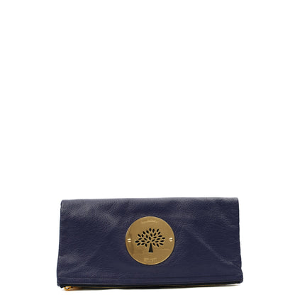 Mulberry Clutch Daria Pouch in Blue, Calfskin Leather — Front View