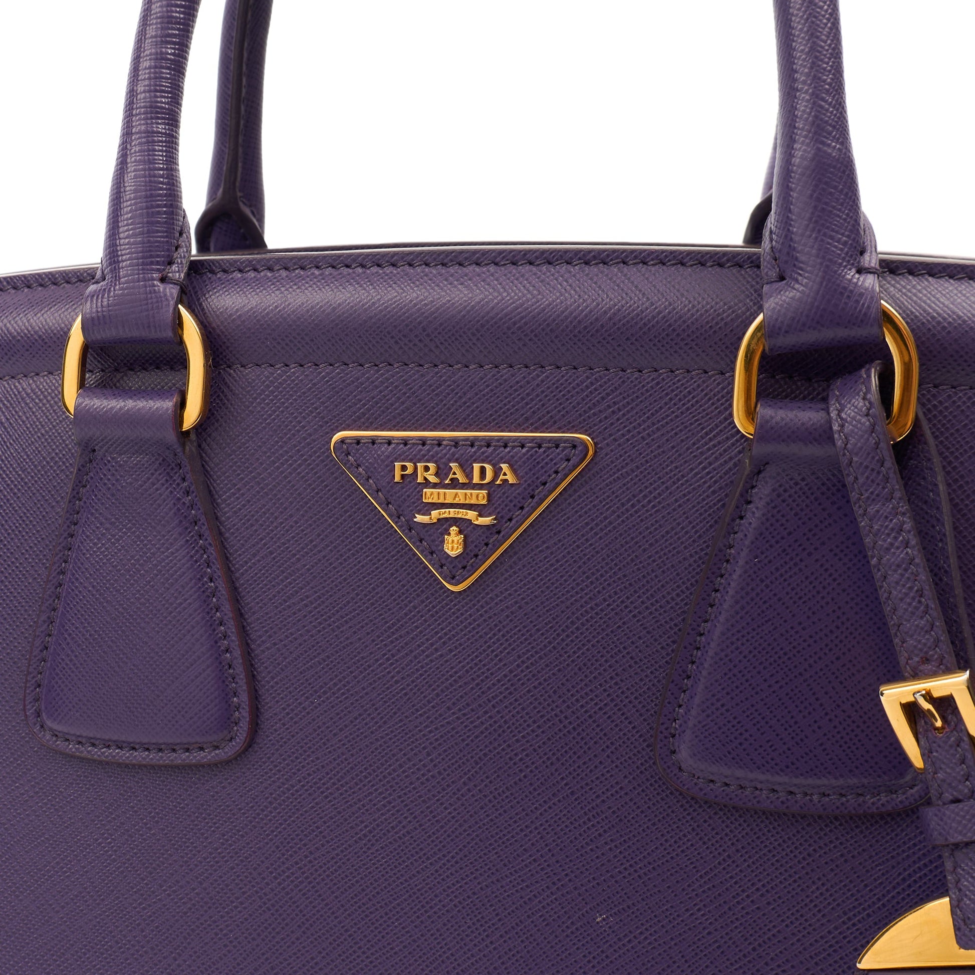 Prada Tote Leather Tote  in Purple, Saffiano Leather — Alternate View 8