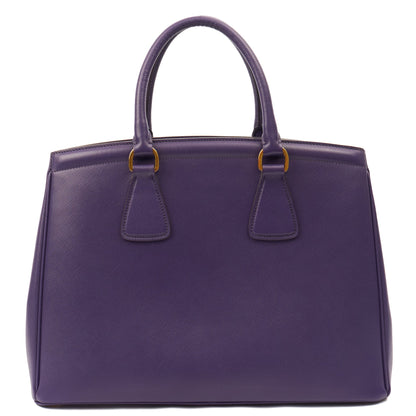 Prada Tote Leather Tote  in Purple, Saffiano Leather — Top View