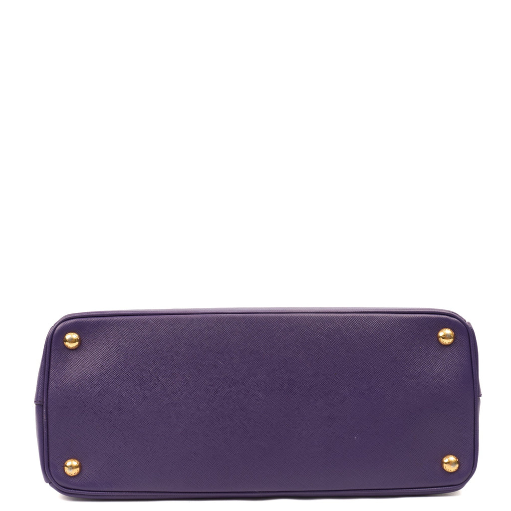Prada Tote Leather Tote  in Purple, Saffiano Leather — Detail View