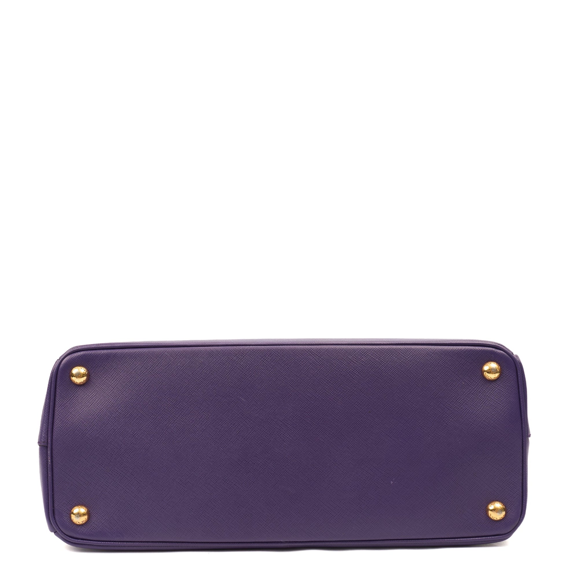 Prada Tote Leather Tote  in Purple, Saffiano Leather — Detail View