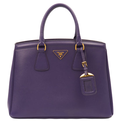 Prada Tote Leather Tote  in Purple, Saffiano Leather — Alternate View 7