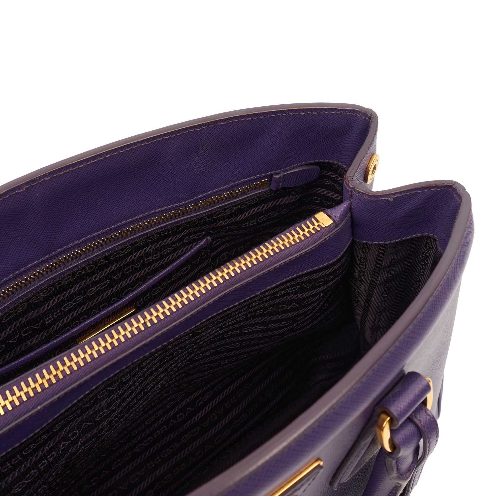 Prada Tote Leather Tote  in Purple, Saffiano Leather — Lifestyle View