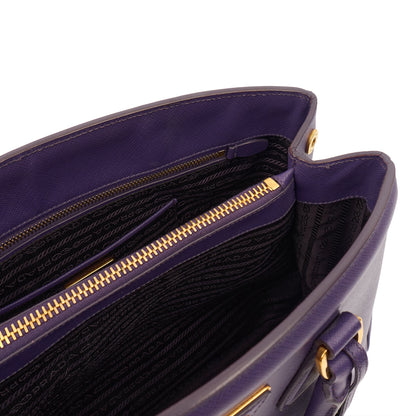 Prada Tote Leather Tote  in Purple, Saffiano Leather — Lifestyle View