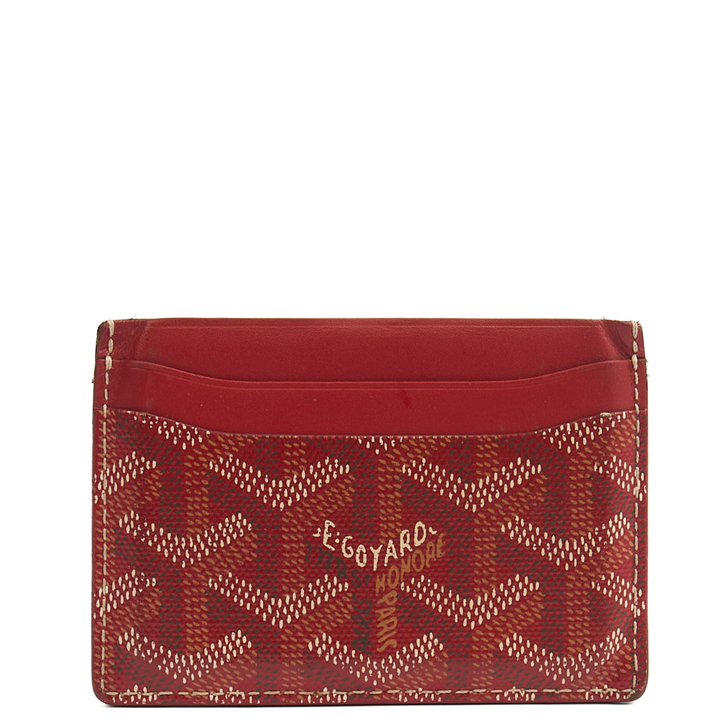 Goyard Card Holder Sulpice Card Holder in Red, Leather — Top View