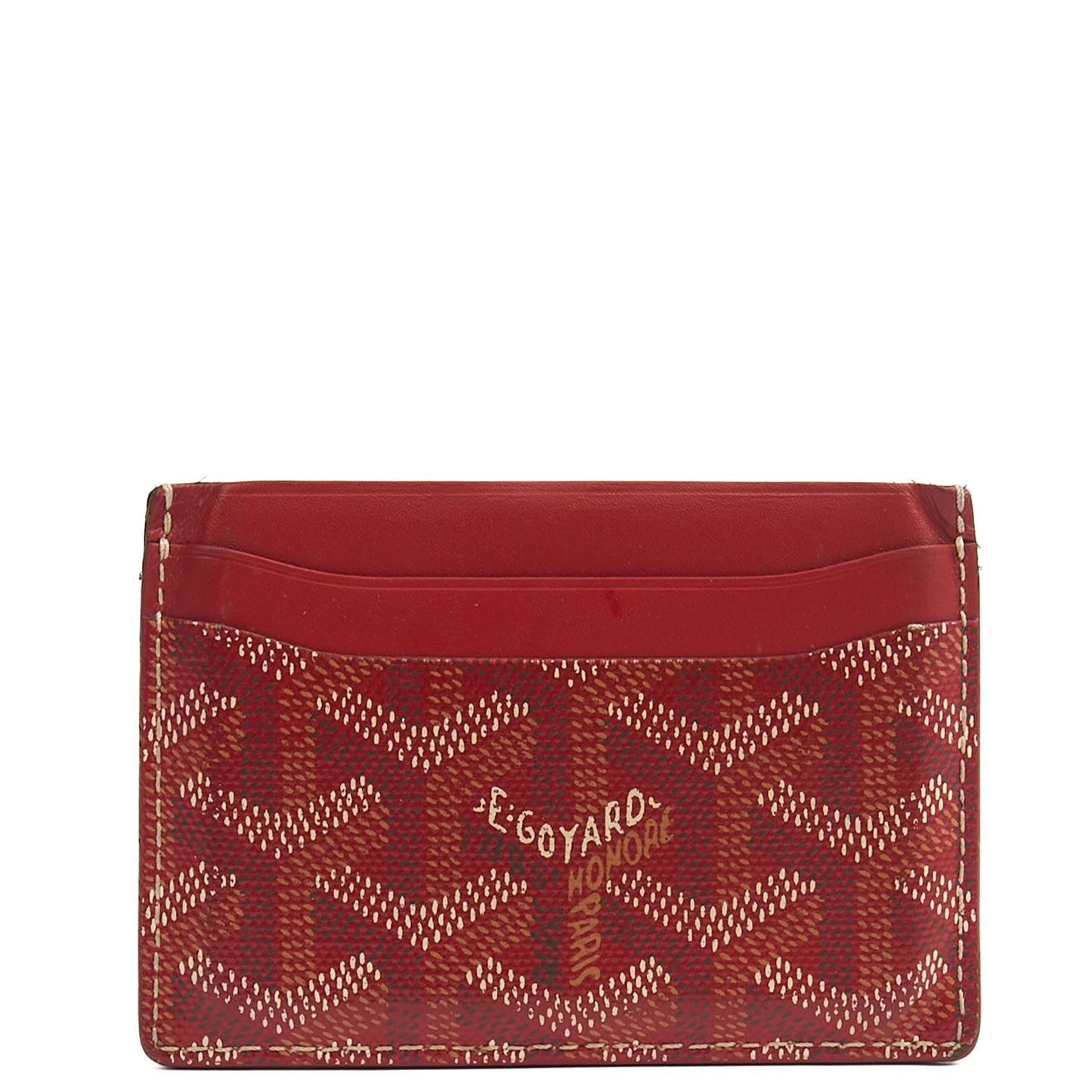 Goyard Card Holder Sulpice Card Holder in Red, Leather — Top View