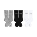 Kick Game 3 Pack Socks "Black White Grey" — UK 5 - UK 8 — Front View
