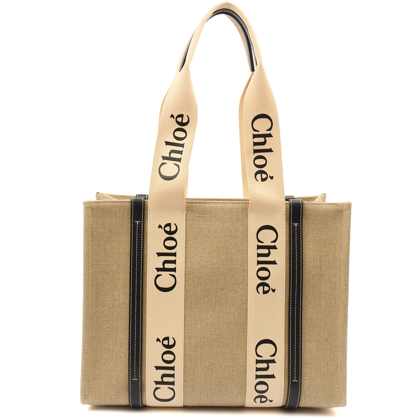 Chloe Tote Woody Tote - Medium in Neutral, Canvas — Back View