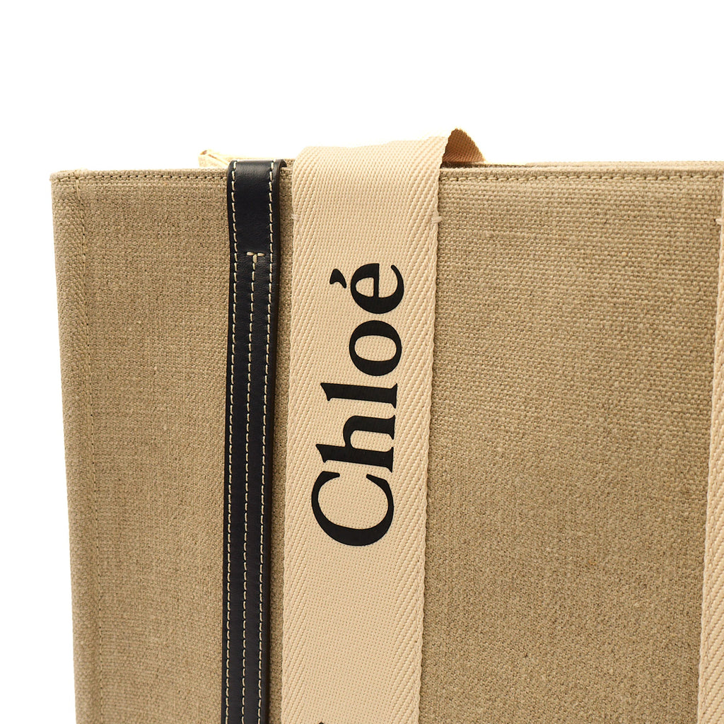 Chloe Tote Woody Tote - Medium in Neutral, Canvas — Lifestyle View
