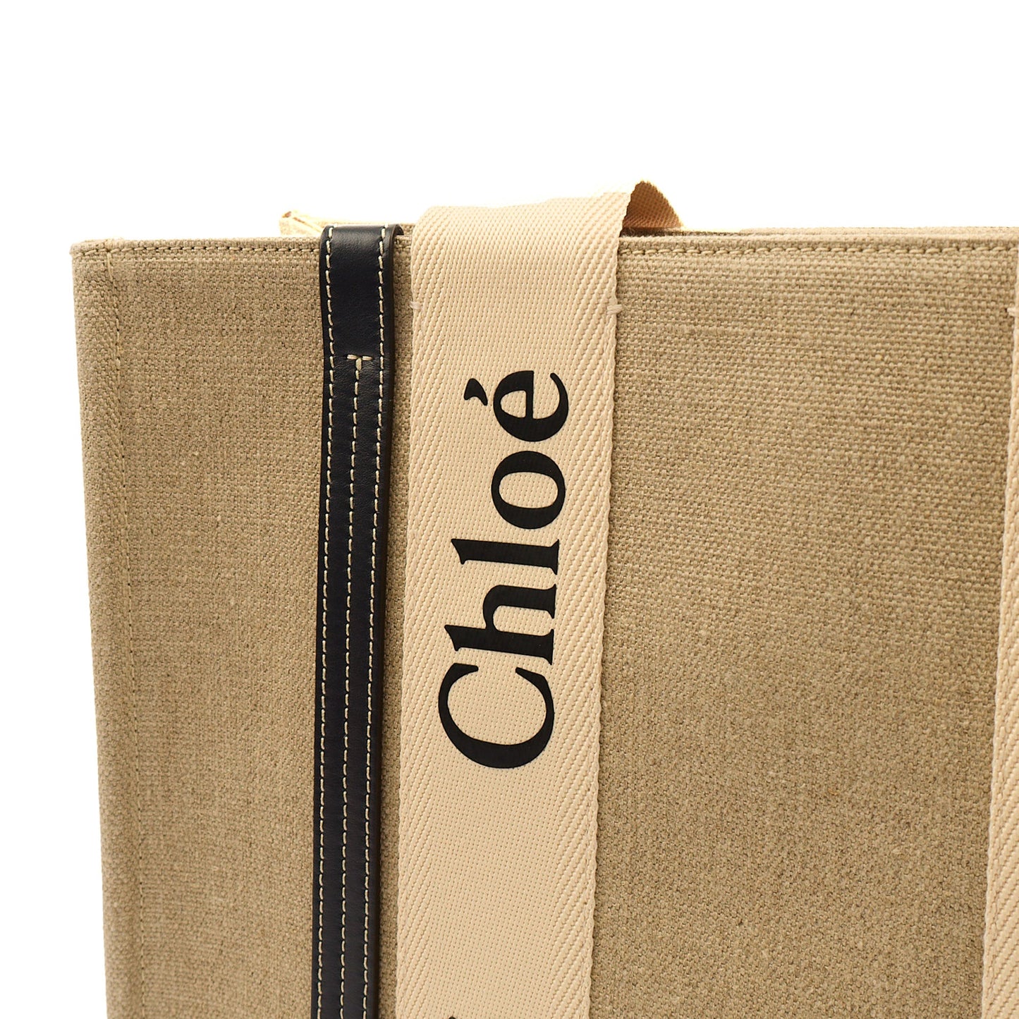 Chloe Tote Woody Tote - Medium in Neutral, Canvas — Lifestyle View
