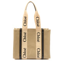 Chloe Tote Woody Tote - Medium in Neutral, Canvas — Front View