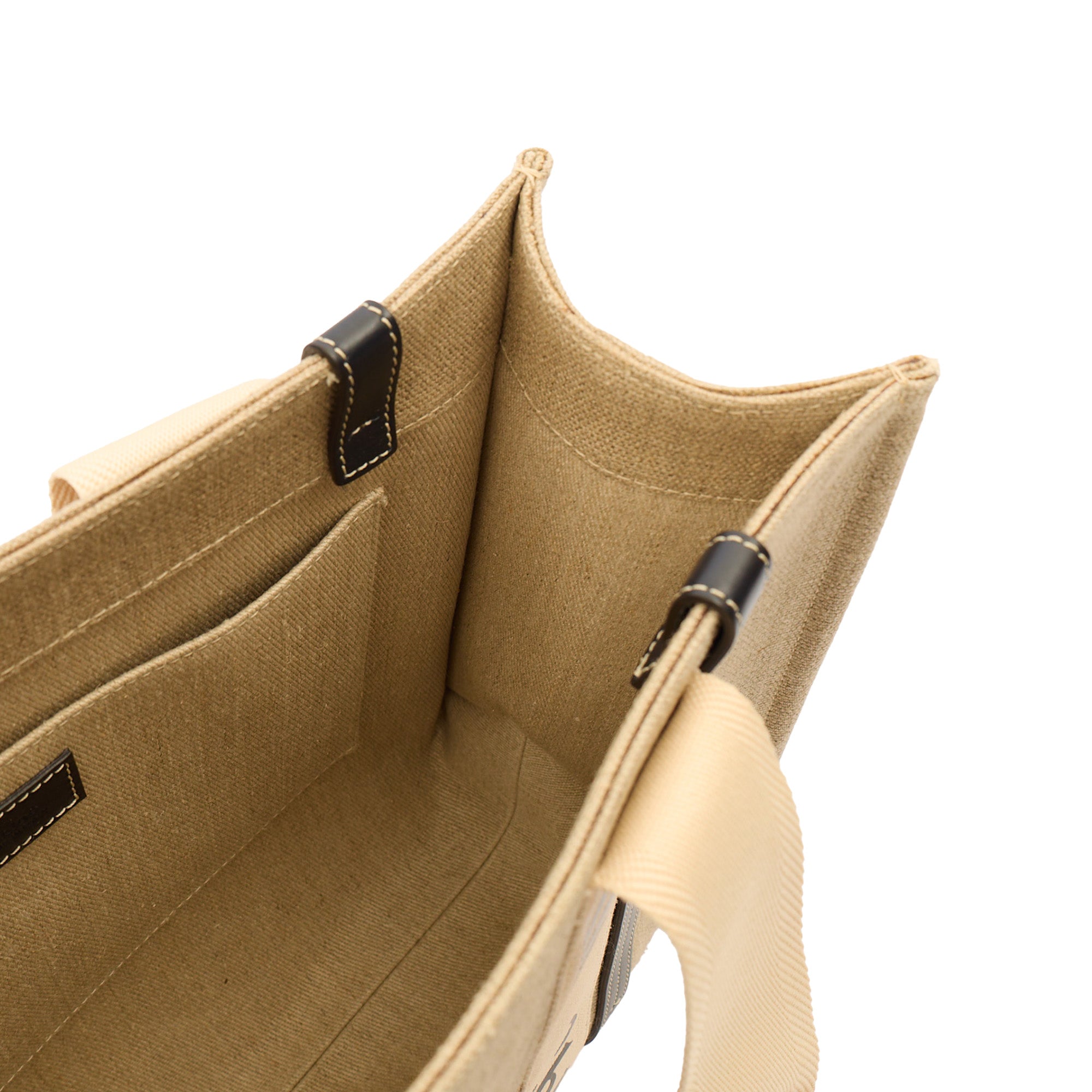 Chloe Tote Woody Tote - Medium in Neutral, Canvas — Detail View