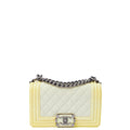 Chanel Shoulder Bag Boy - Small in Neutral, Calfskin Leather — Front View