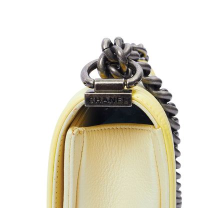 Chanel Shoulder Bag Boy - Small in Neutral, Calfskin Leather — Detail View