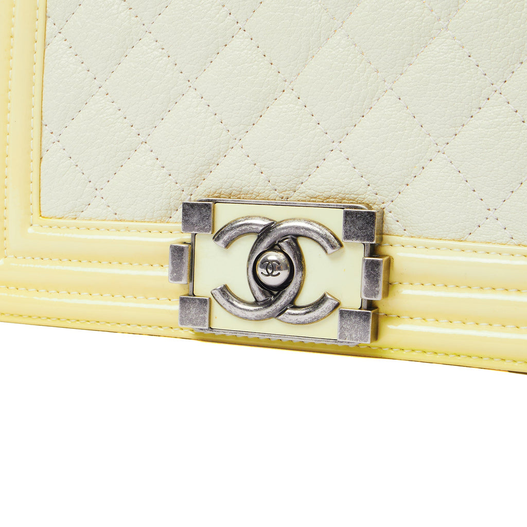 Chanel Shoulder Bag Boy - Small in Neutral, Calfskin Leather — Lifestyle View