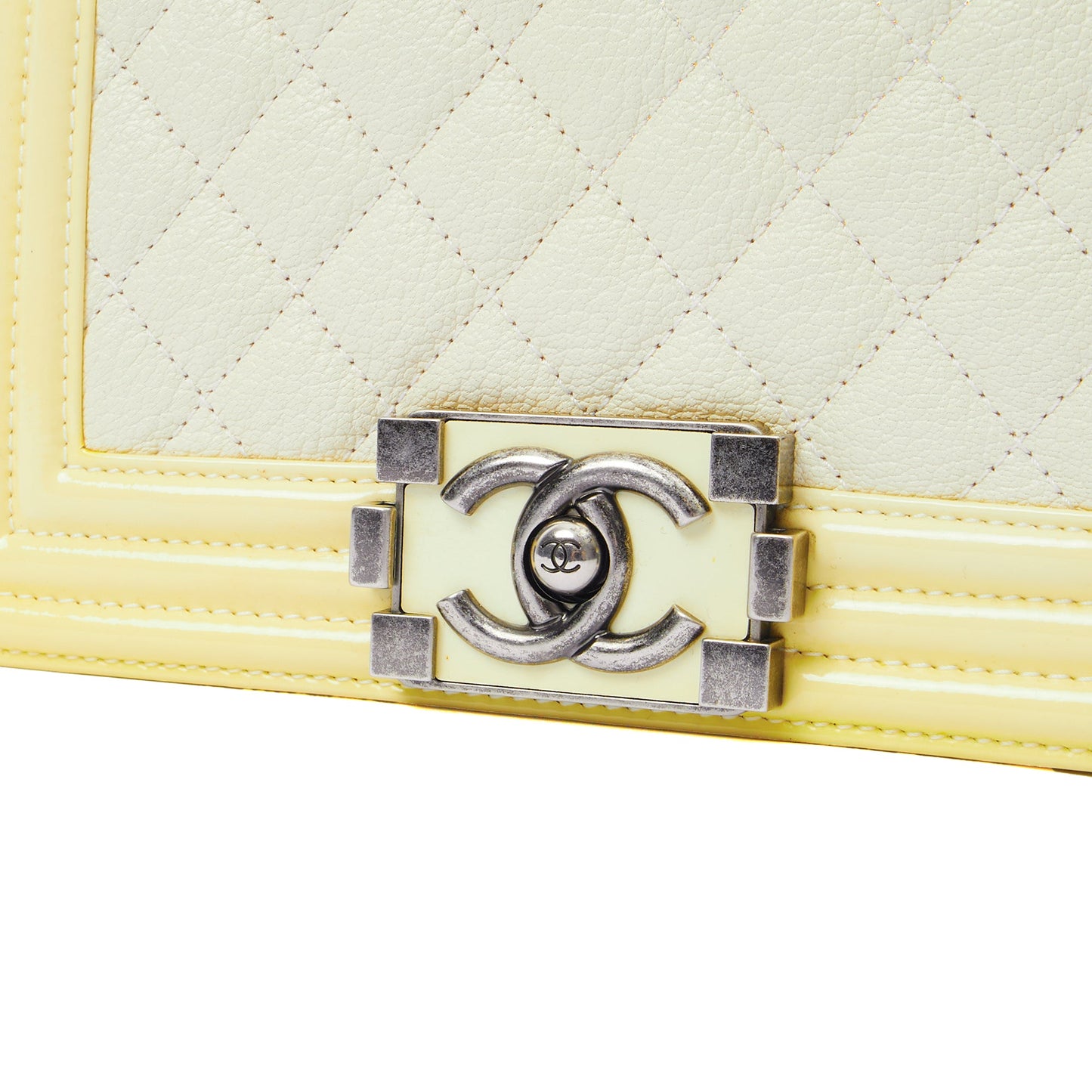 Chanel Shoulder Bag Boy - Small in Neutral, Calfskin Leather — Lifestyle View