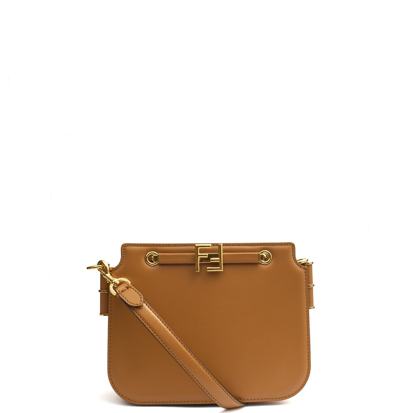 Fendi Cross Body Touch in Brown, Leather — Front View