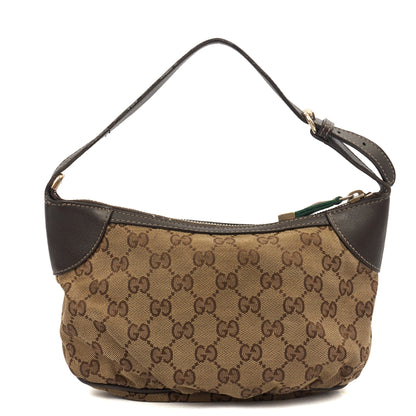 Gucci Mini Bag Pochette in Brown, GG Canvas — Top View