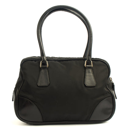 Prada Top Handle Shoulder Bag in Black, Nylon — Top View
