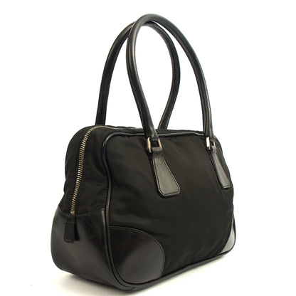 Prada Top Handle Shoulder Bag in Black, Nylon — Back View