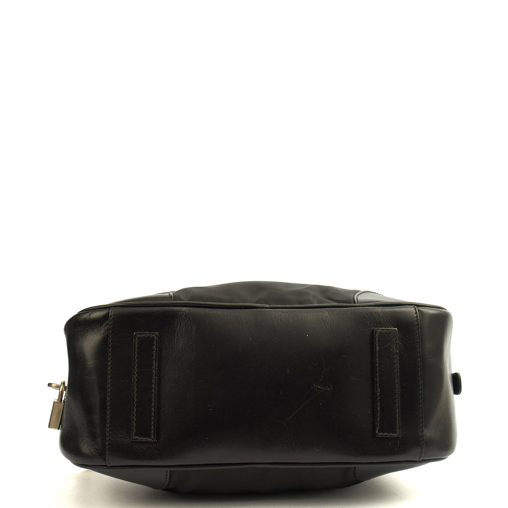 Prada Top Handle Shoulder Bag in Black, Nylon — Detail View
