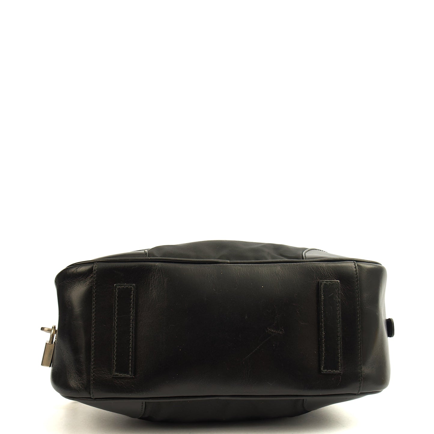 Prada Top Handle Shoulder Bag in Black, Nylon — Detail View