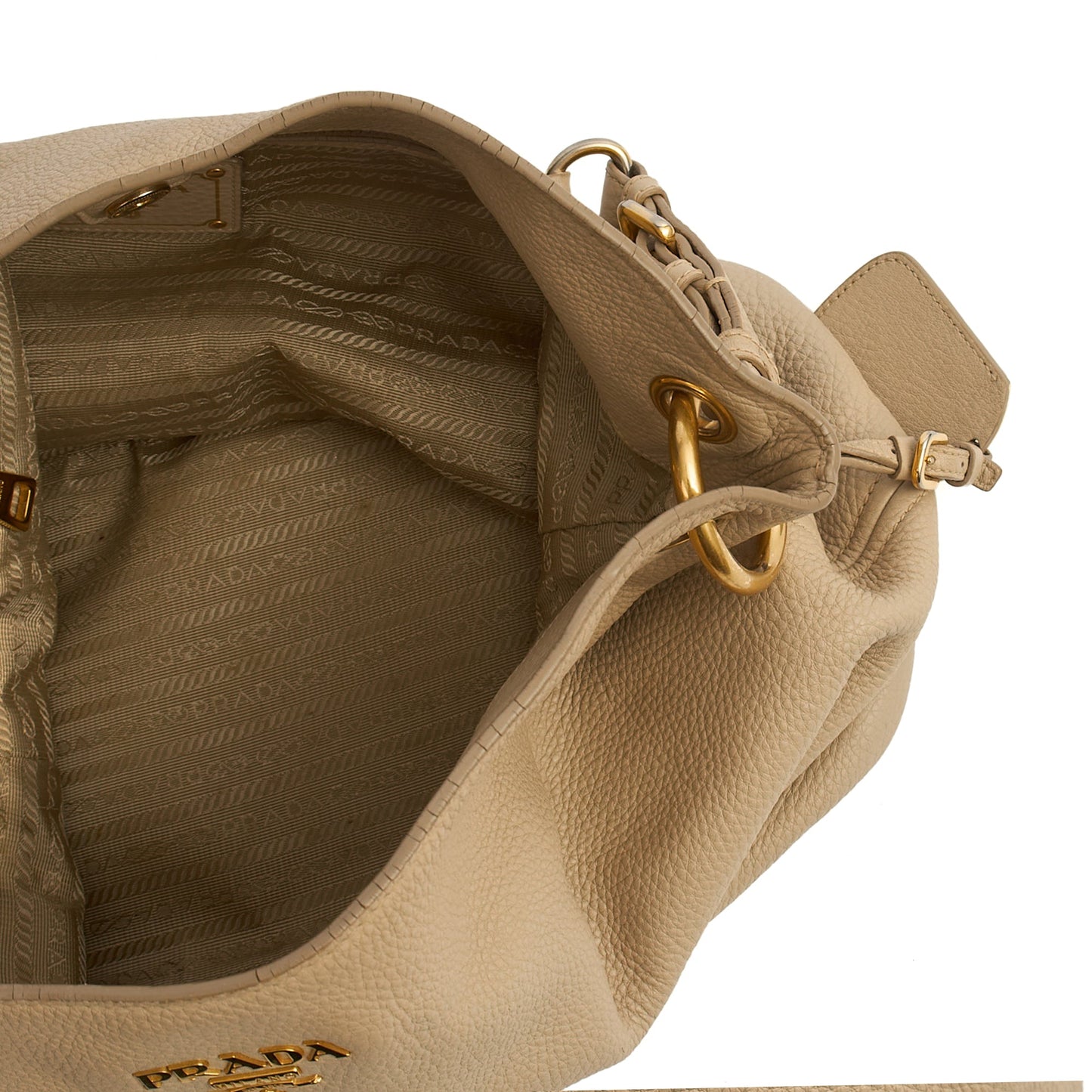 Prada Tote Lux Tote in Neutral, Calfskin — Detail View