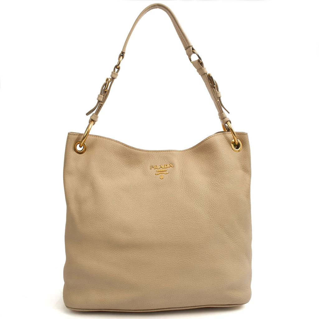 Prada Tote Lux Tote in Neutral, Calfskin — Front View