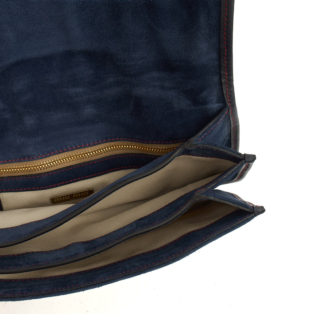 Miu Miu Crossbody in Navy, Suede — Lifestyle View