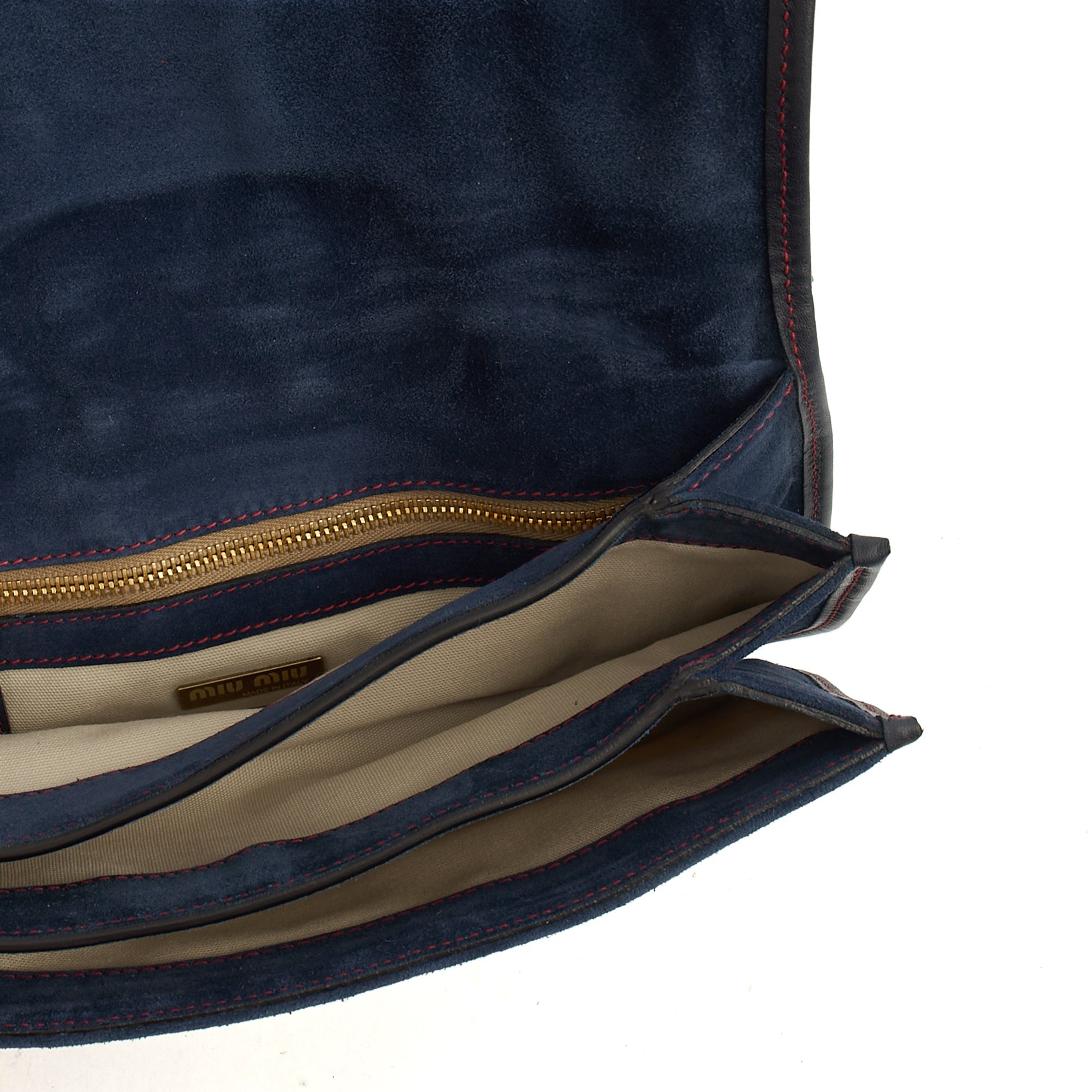 Miu Miu Crossbody in Navy, Suede — Lifestyle View