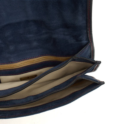Miu Miu Crossbody in Navy, Suede — Lifestyle View