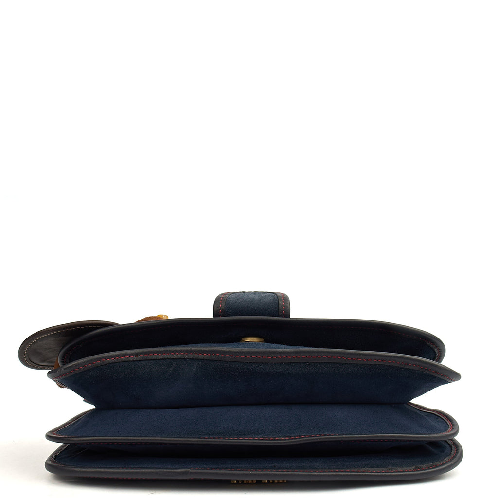 Miu Miu Crossbody in Navy, Suede — Detail View