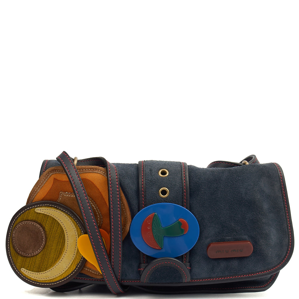 Miu Miu Crossbody in Navy, Suede — Front View