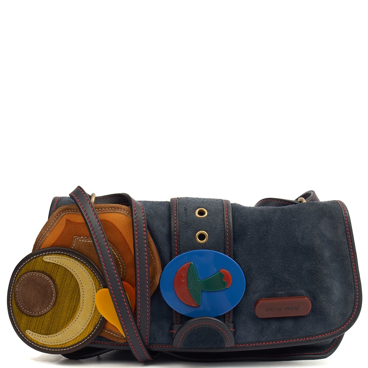Miu Miu Crossbody in Navy, Suede — Front View