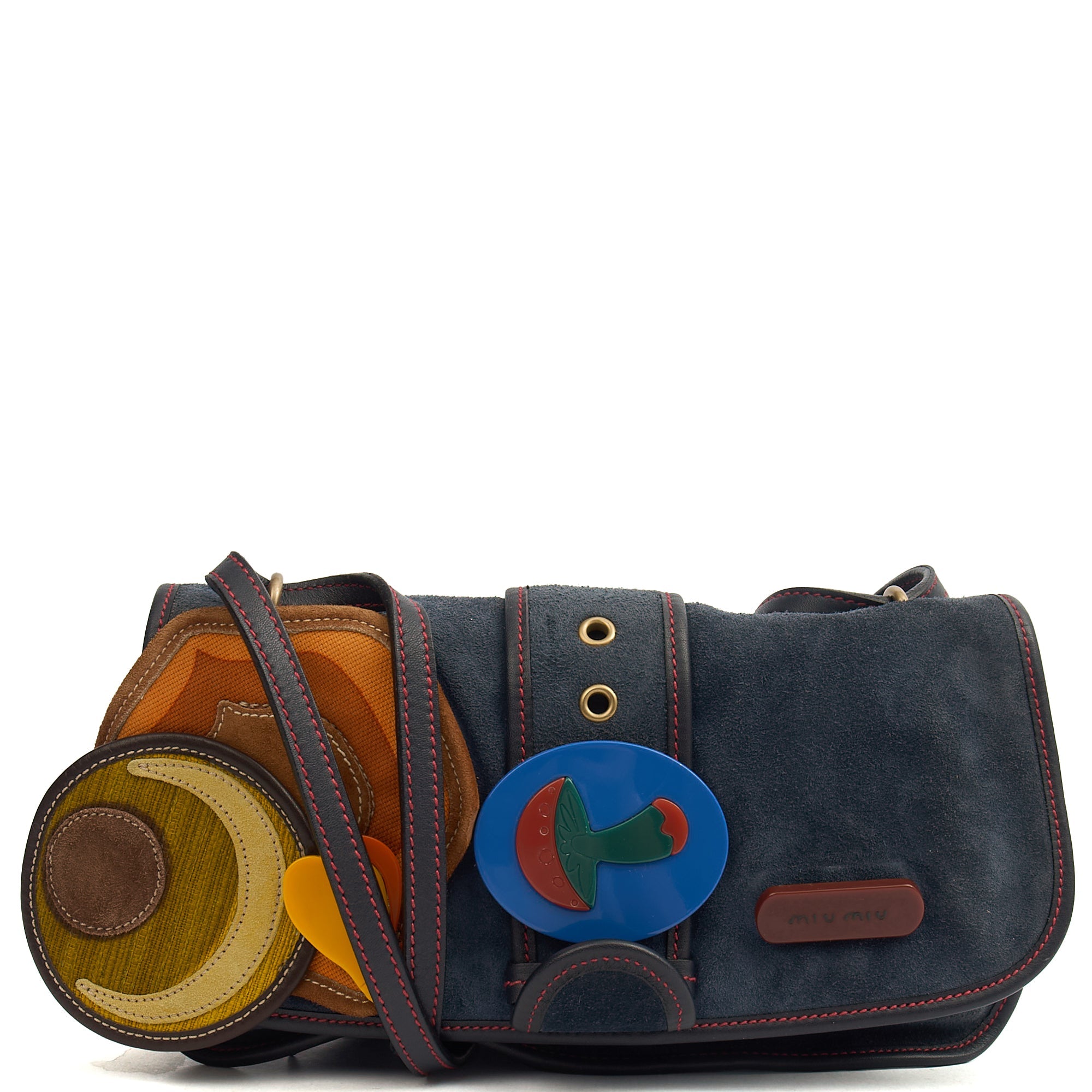 Miu Miu Crossbody in Navy, Suede — Front View