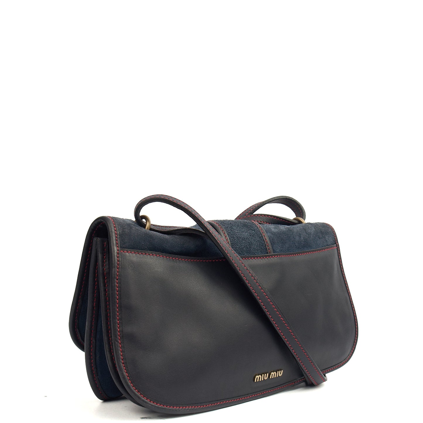 Miu Miu Crossbody in Navy, Suede — Back View