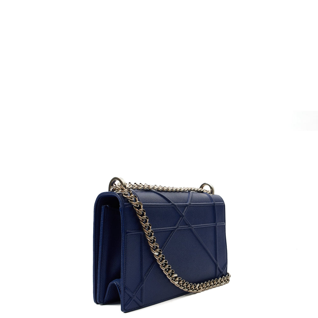 Christian Dior Shoulder Bag Diorama - Medium in Blue, Leather — Side View